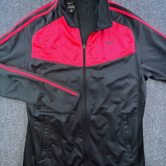 Nike Women's Size Large Gray Pink Full Zip Track Jacket Long Sleeve w Swoosh - Picture 1 of 16